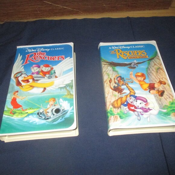 Lot of Disney VHS movies: Rescuers/ Rescuers: Down Under (Black Diamond, 1990s) - Picture 1 of 8
